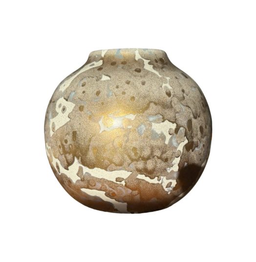 Vase boule Léon Pointu blanc et or